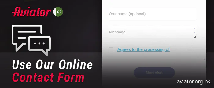 Online contact form for Aviator players