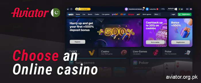 Choose an online casino to play Aviator