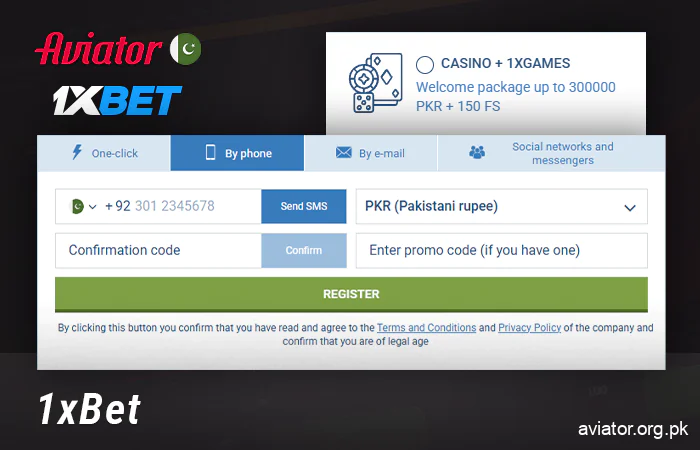 Registration at 1xbet casino to play Aviator online