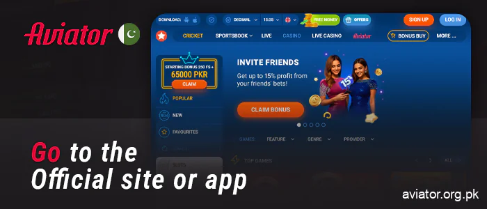 Open casino site with Aviator game